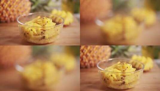 菠萝凤梨果肉食材高清在线视频素材下载