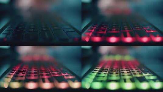 特写发出不同颜色的键盘高清在线视频素材下载