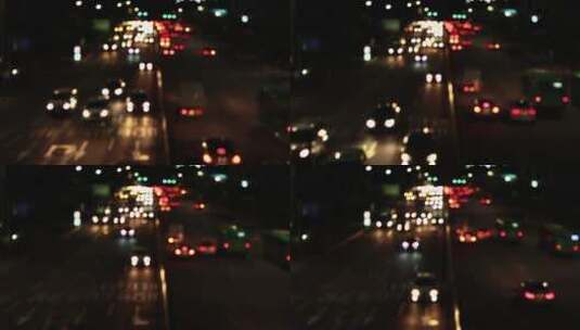 航拍交通失焦夜景高清在线视频素材下载