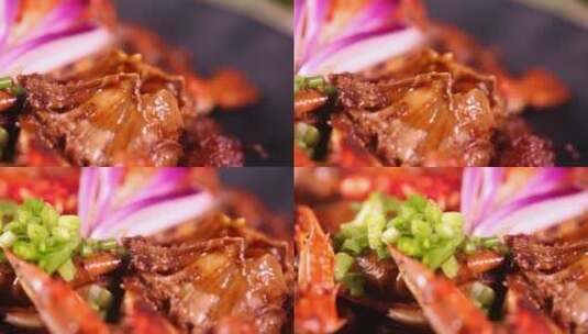 韩式肉蟹年糕锅高清在线视频素材下载