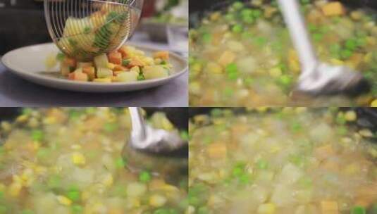 【镜头合集】清水焯时蔬蔬菜丁高清在线视频素材下载