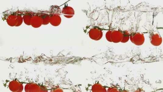 落入水中的西红柿高清在线视频素材下载