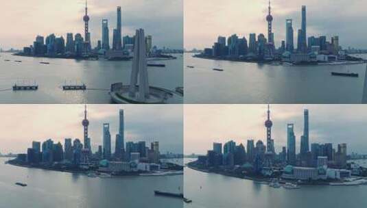 上海天际线城市航拍高清在线视频素材下载