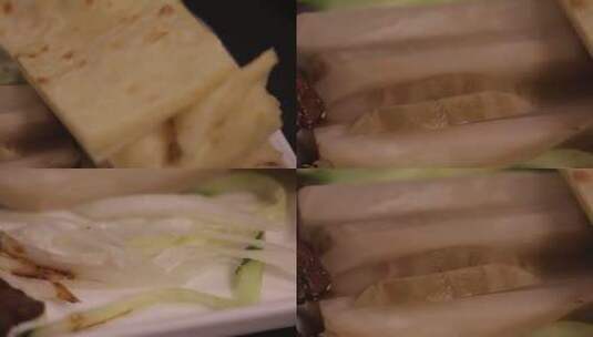 【镜头合集】老北京美食烙饼卷带鱼高清在线视频素材下载