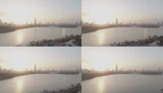 南京玄武湖下午航拍高清在线视频素材下载