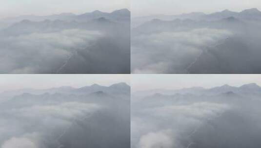 航拍北京箭扣长城俯拍脉络云海翻滚震撼无比高清在线视频素材下载