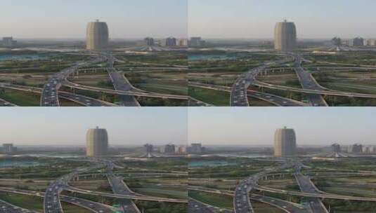 郑州大玉米金水路立交桥城市交通风光航拍高清在线视频素材下载