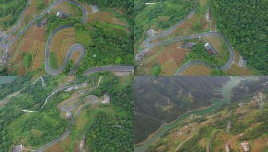 湖北宜昌长阳县乡村梯田盘山公路风光高清在线视频素材下载