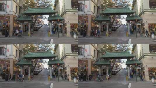 旧金山唐人街门户拱门酒店高清在线视频素材下载