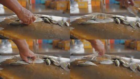一个人扔鱼的特写镜头高清在线视频素材下载