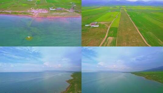 航拍青海海南州青海湖湖面高清在线视频素材下载