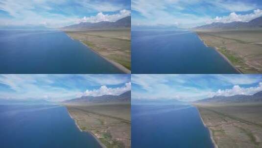 航拍新疆5A级旅游景区赛里木湖自然风光高清在线视频素材下载
