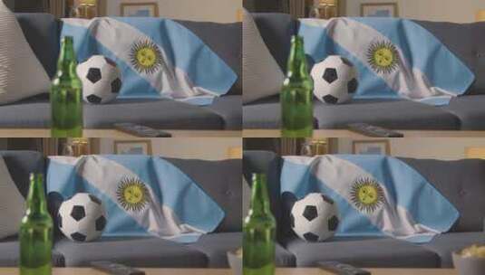 沙发上的阿根廷国旗高清在线视频素材下载
