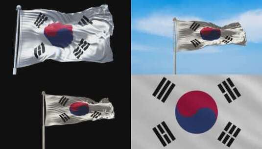 韩国国旗旗帜标志logo带通道高清在线视频素材下载