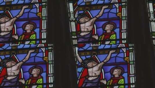 玻璃耶稣定在十字架上高清在线视频素材下载