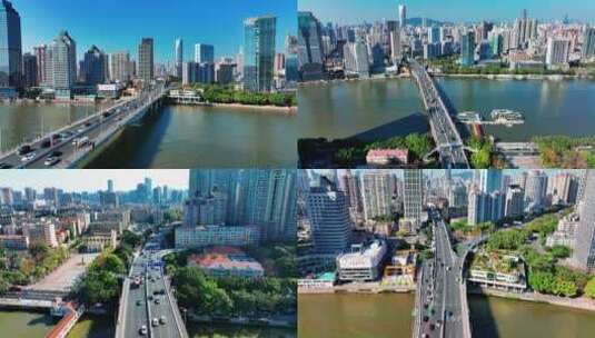 广州江湾大桥江湾路城市车流交通航拍高清在线视频素材下载