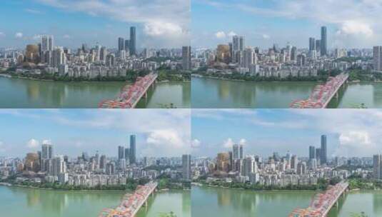 航拍柳州柳江两岸城市建筑天际线高清在线视频素材下载