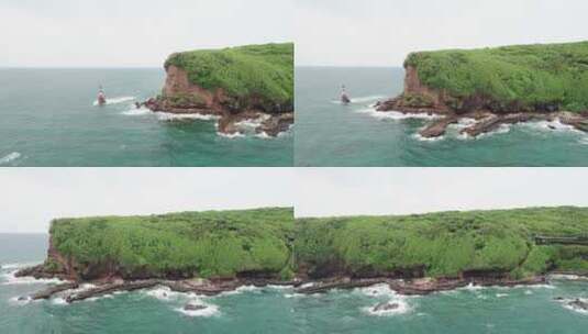 中国广西北海涠洲岛灯塔航拍高清在线视频素材下载