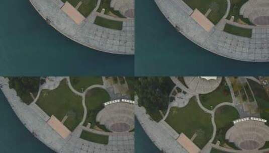 4K 航拍户外城市海岸线公园广场高清在线视频素材下载