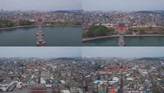 航拍潮州广济桥建筑景观高清在线视频素材下载