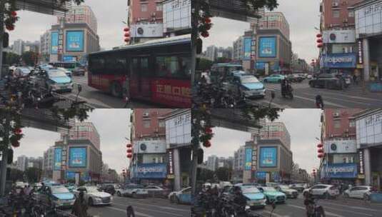 交通繁忙的十字路口行人汽车等红绿灯过马路高清在线视频素材下载