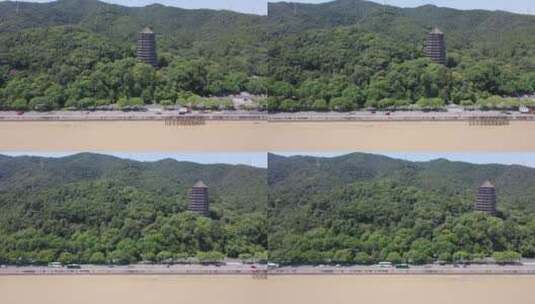 杭州 六和塔  古建筑 4K 航拍高清在线视频素材下载