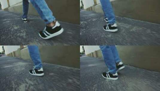 街上走路的男人腿的特写镜头高清在线视频素材下载