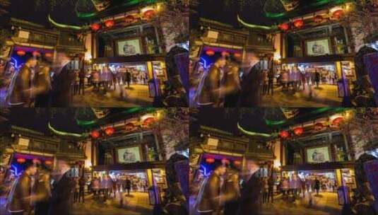 成都锦里夜景大范围延时摄影4k原素材高清在线视频素材下载