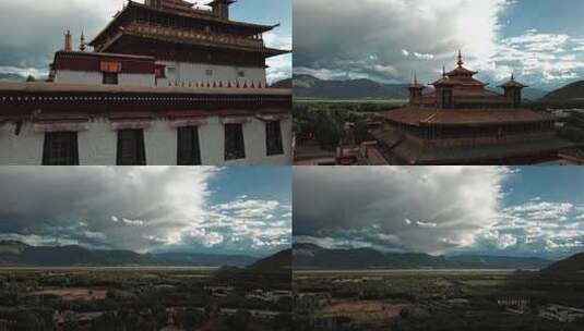 航拍全国文物保护单位西藏山南桑耶寺景色高清在线视频素材下载
