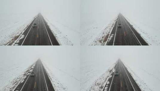原创 呼伦贝尔G331雪原公路航拍风光高清在线视频素材下载