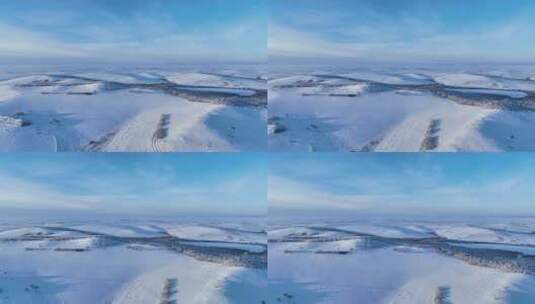 航拍冰雪覆盖的田野高清在线视频素材下载