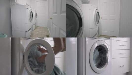 4K滚筒洗衣机洗衣服高清在线视频素材下载