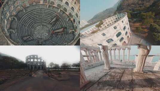 fpv，航拍拍摄古罗马，巴特农神庙高清在线视频素材下载