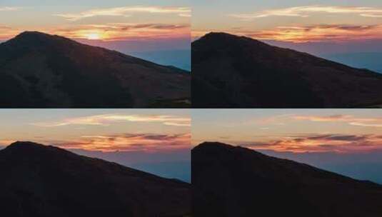 日落时的山的剪影高清在线视频素材下载