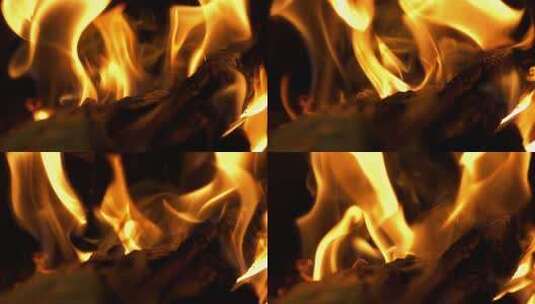燃烧的木柴火焰升格高清在线视频素材下载