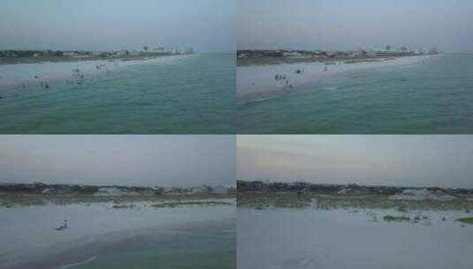 日落时分沿岸的橙色海滩高清在线视频素材下载