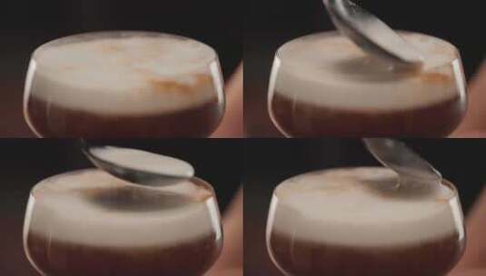 咖啡加入奶泡高清在线视频素材下载