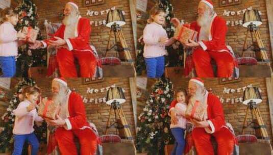 美国小女孩向圣诞老人赠送礼物高清在线视频素材下载