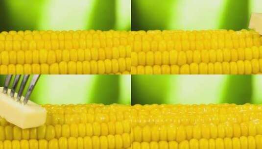 热玉米和黄油高清在线视频素材下载