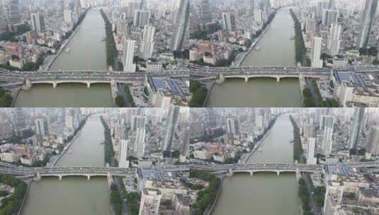 广州人民桥航拍高清在线视频素材下载