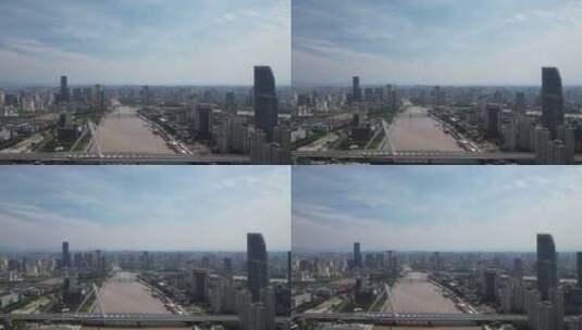 浙江宁波外滩大桥桥梁交通航拍高清在线视频素材下载