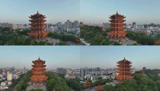 武汉地标黄鹤楼航拍城市景观建筑风光风景高清在线视频素材下载