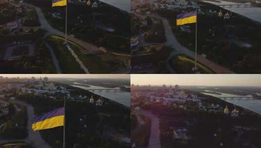风中飘扬的乌克兰国旗高清在线视频素材下载