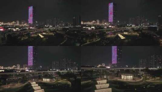 深圳龙岗中心城U梦广场夜景航拍高清在线视频素材下载