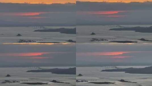 厦门沙滩清晨日出航拍高清在线视频素材下载