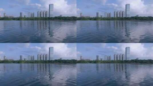 南宁南湖公园城市CBD高楼建筑景观高清在线视频素材下载
