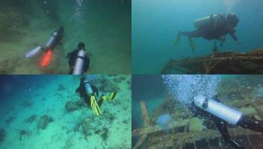 深海潜水海洋极限运动 潜水装备水下运动高清在线视频素材下载