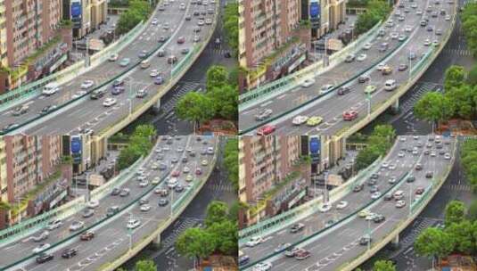 中国上海延安高架城市道路汽车交通景观高清在线视频素材下载