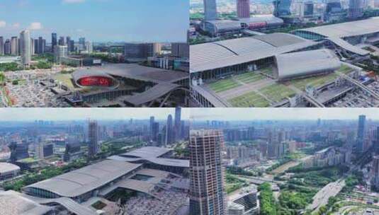 航拍下的广州国际会展中心高清在线视频素材下载