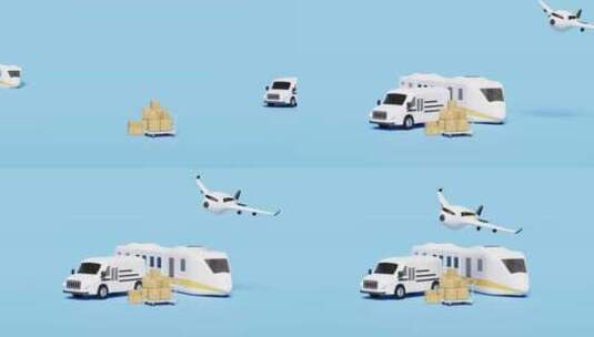 飞机汽车海陆空货运概念高清在线视频素材下载